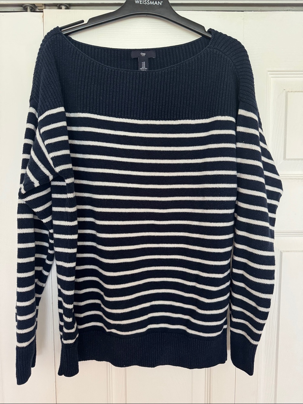 GAP Navy and White Striped Knit Sweater